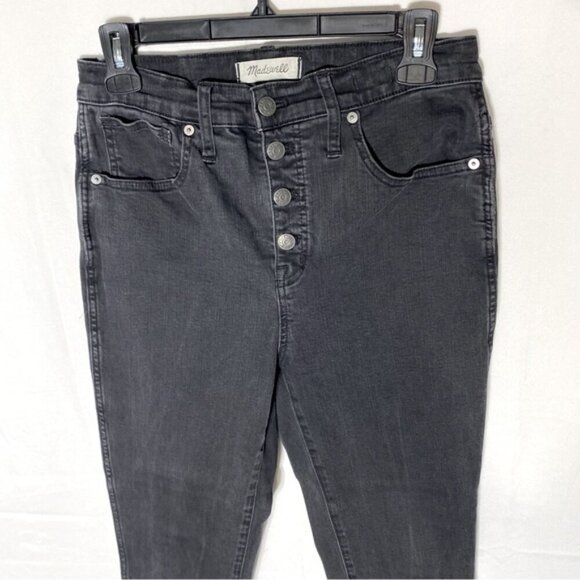 Madewell Washed Black Exposed Button Fly High Rise Skinny Jeans 29 - Picture 12 of 14